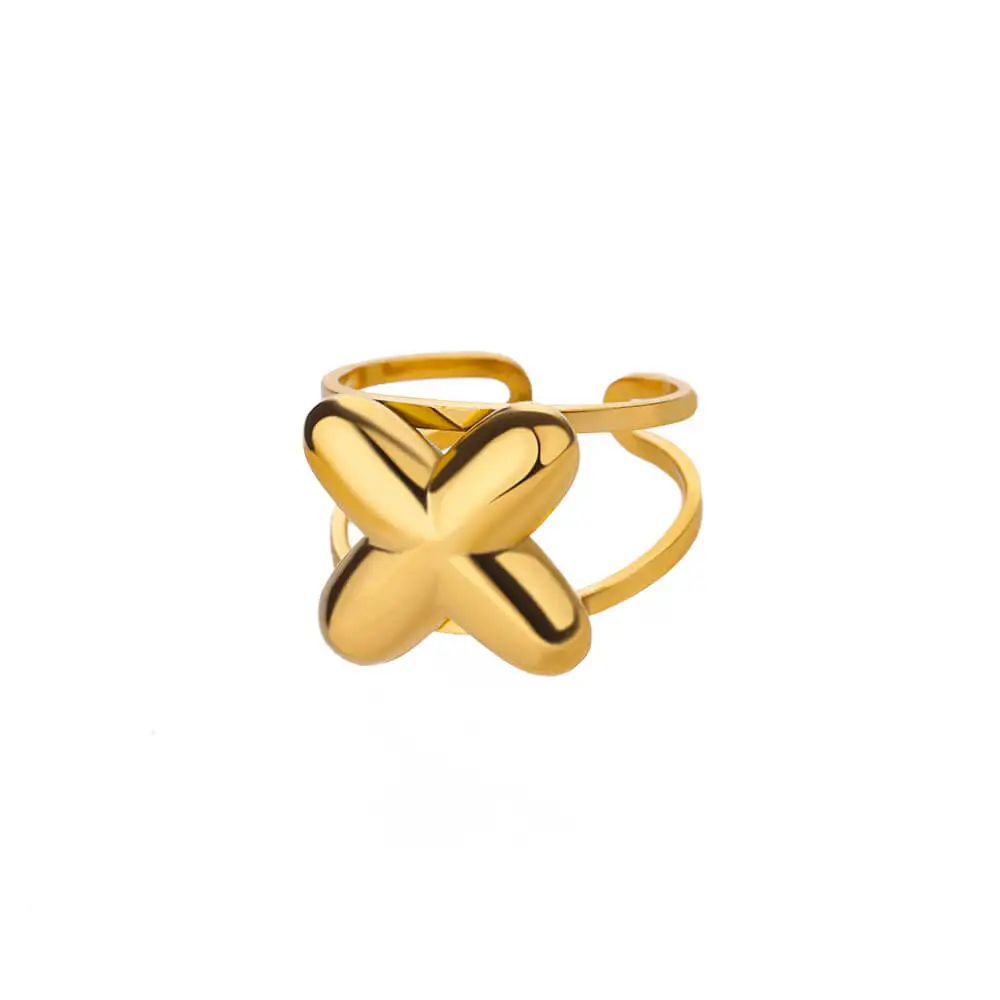 Adjustable Open Band Bubble Letter Initial Ring - Image 46