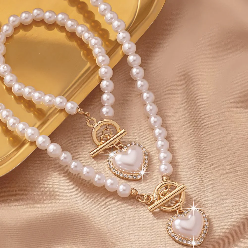 2pc Beaded Heart Pendant Bracelet and Necklace Set - Image 14