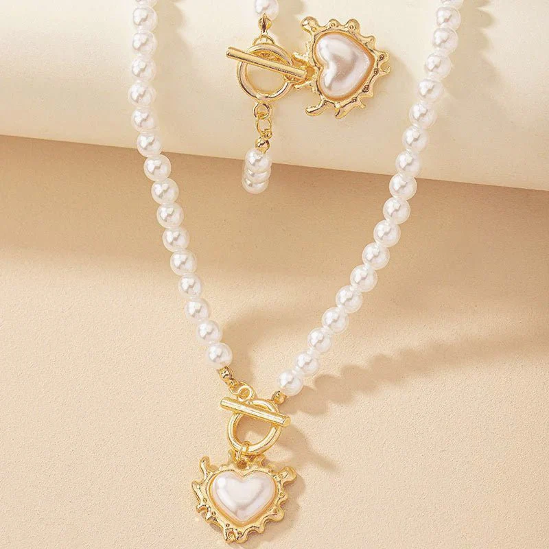 2pc Beaded Heart Pendant Bracelet and Necklace Set - Image 17