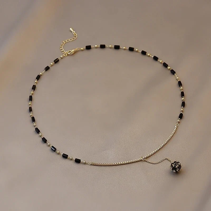 Black and Gold Crystal Ball Necklace - Image 4