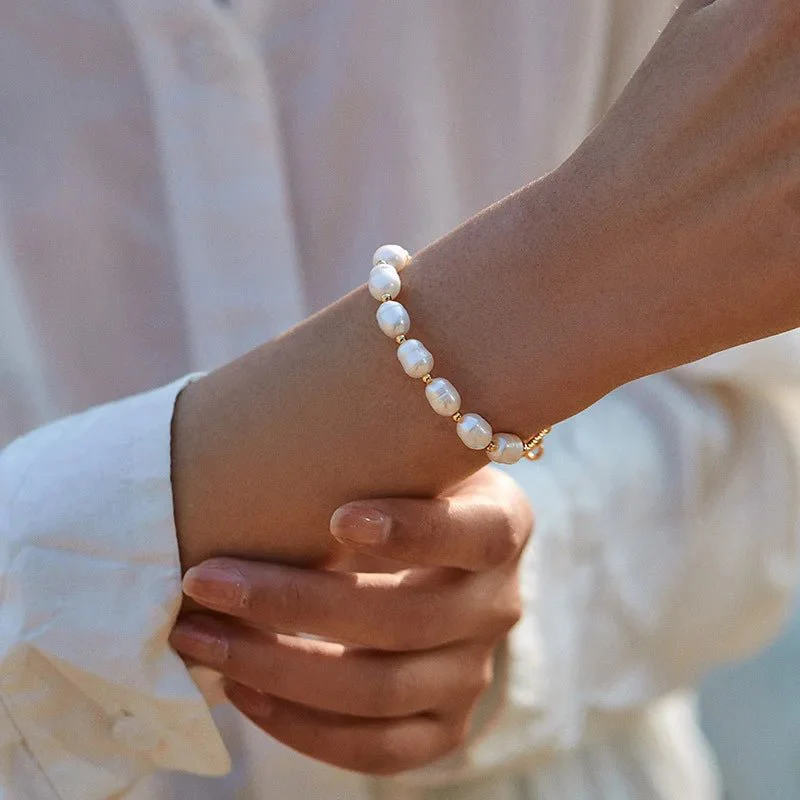 Boho Gold Accented Pearl Bracelets - Image 2