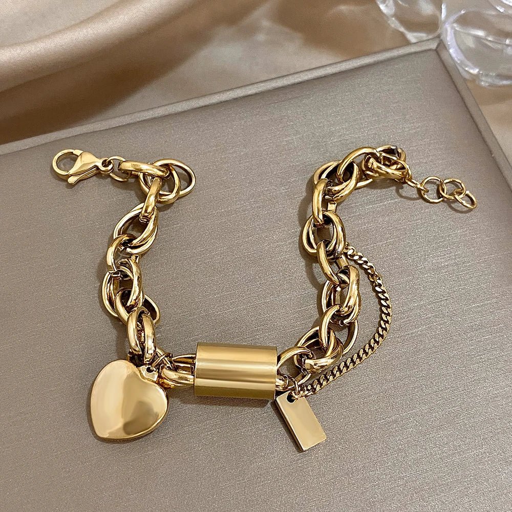 Bold & Chunky Chain Heart Bracelet - Image 4