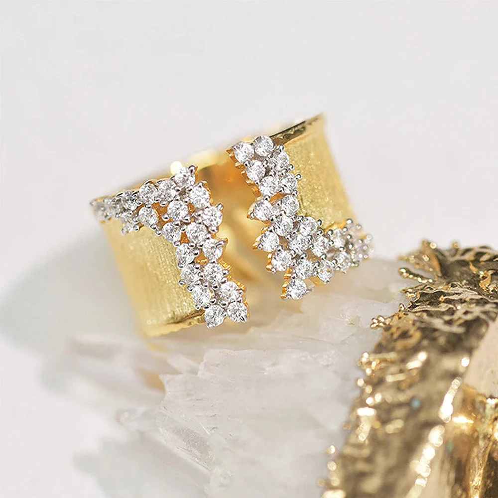 Bold Diamond Sparkle Open Ring - Image 2