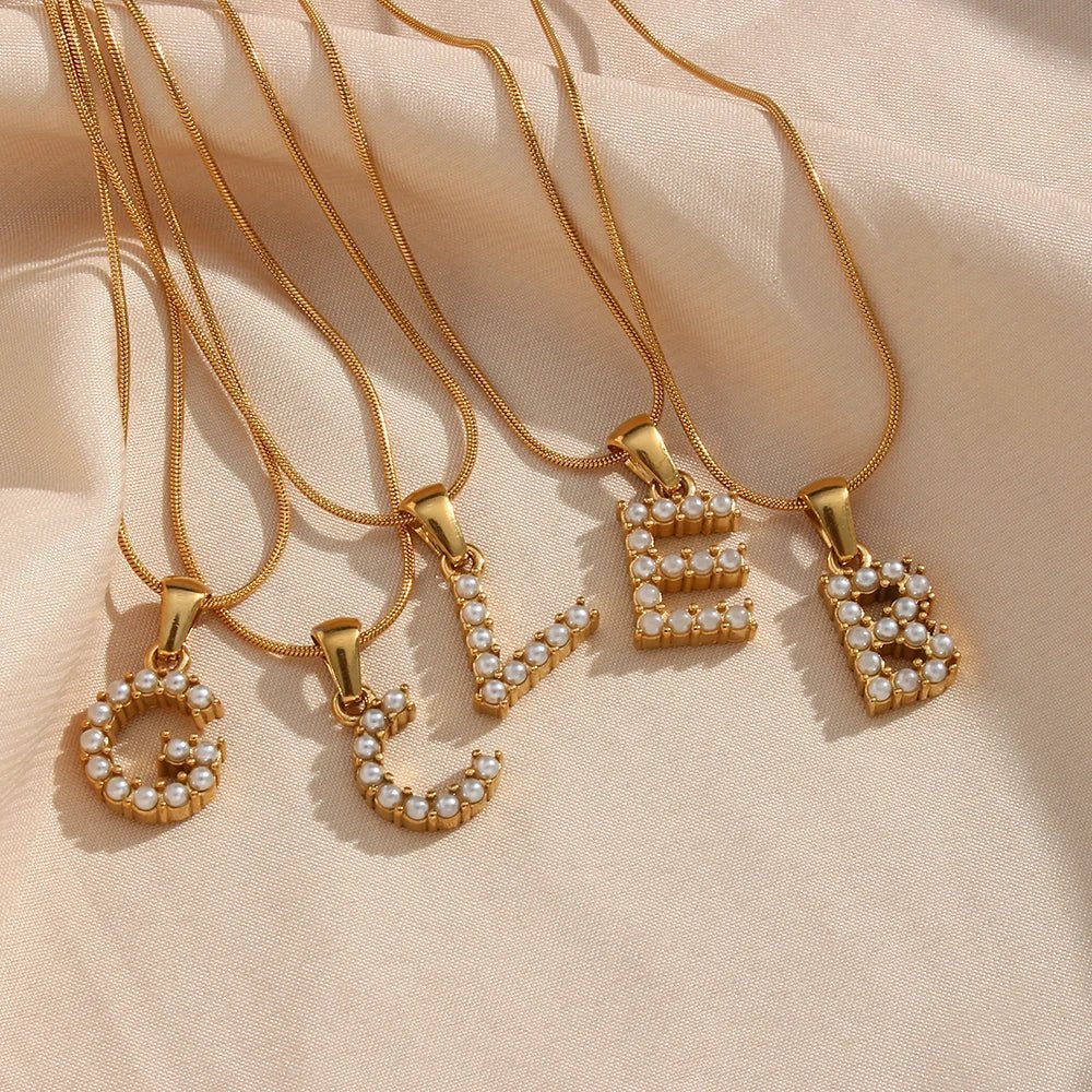 Bold Pearl Letter Initial Necklace - Image 5