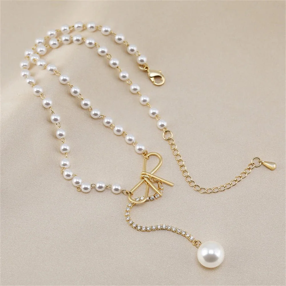 Bow Pearl Drop Choker Necklace - Image 7