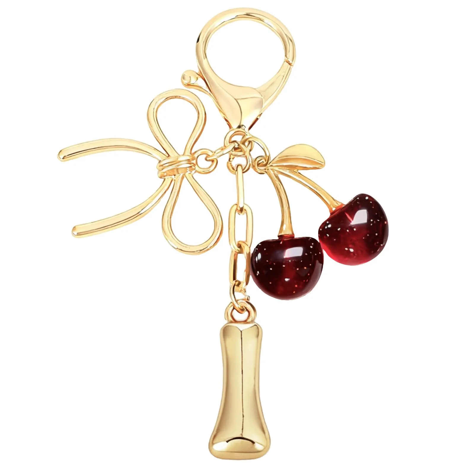 Bubble Initial With Bow & Cherry Charms Keychain - Image 16