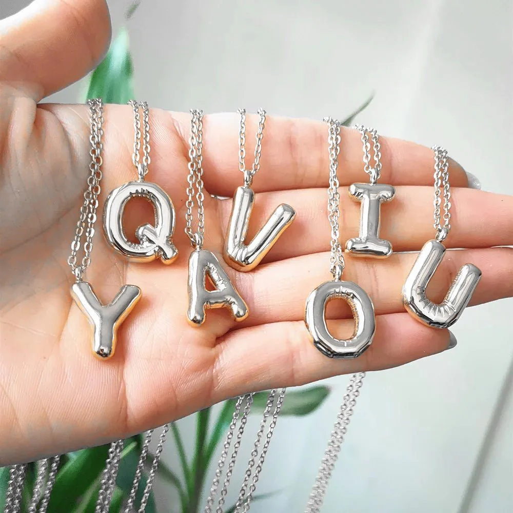 Bubble Letter Initial Necklace - Image 3