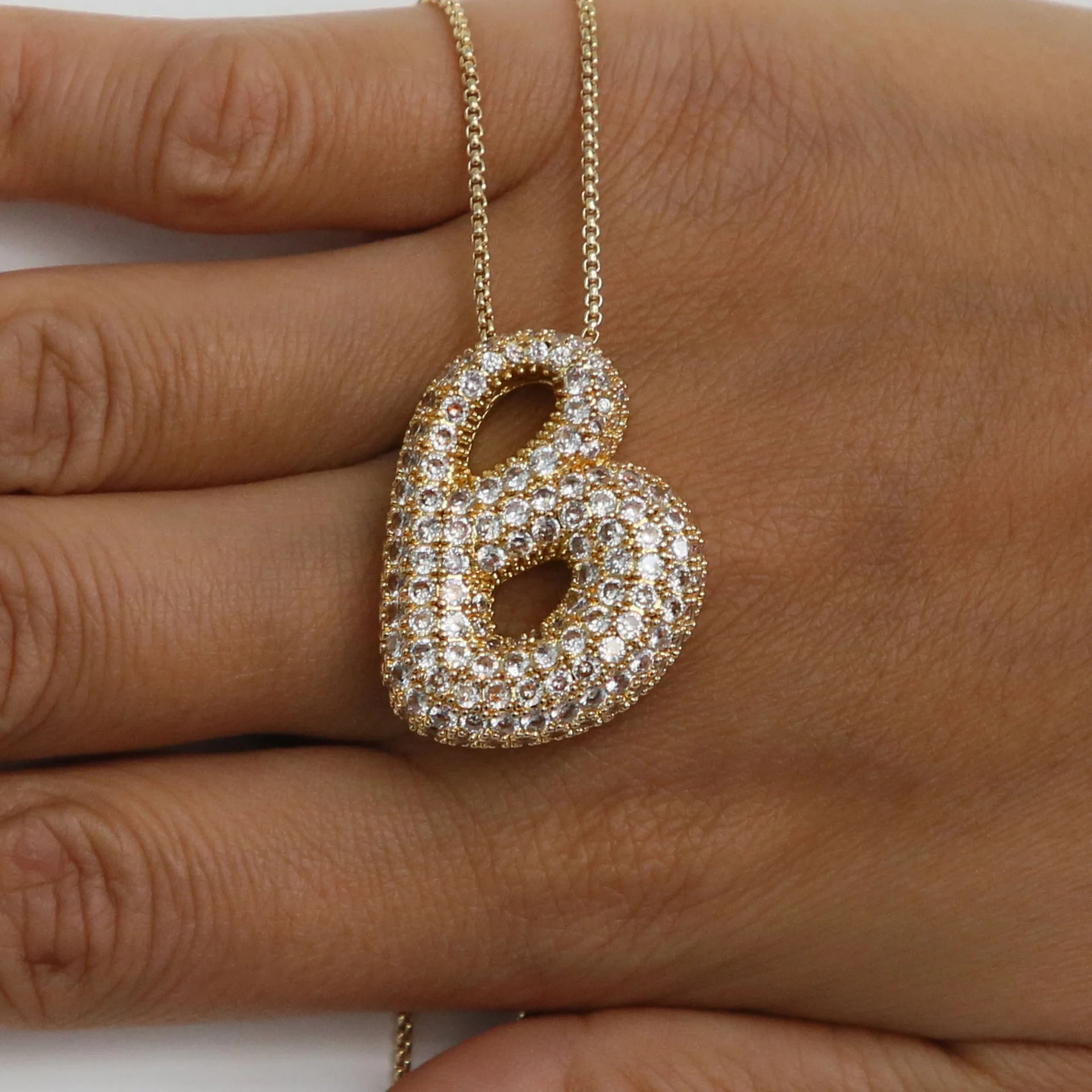 Chunky Bubble Diamond Dazzle Initial Necklaces - Image 4
