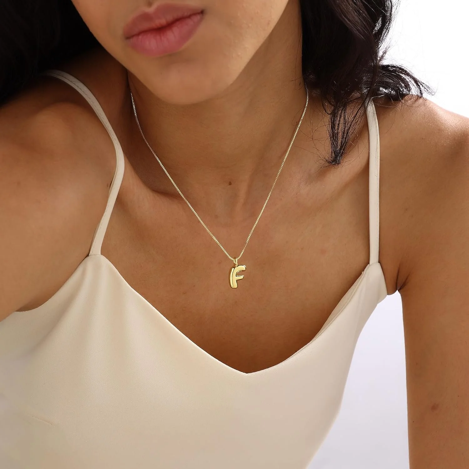 Chunky Feminine Letter Initial Necklace - Image 3