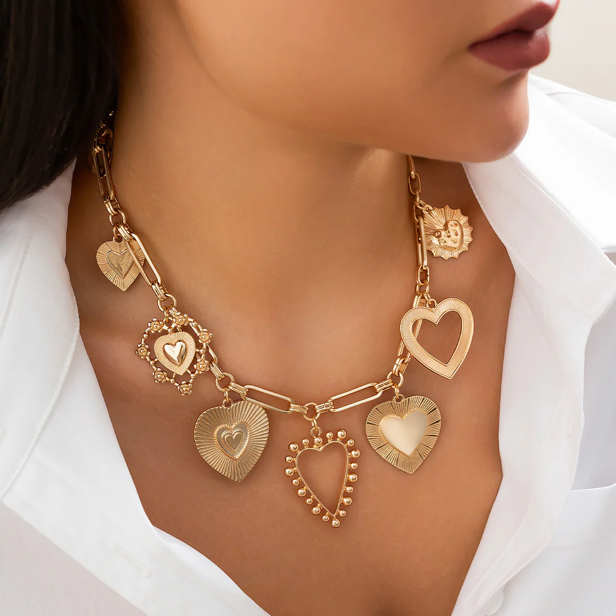 Chunky Heart Charm Necklace - Image 3