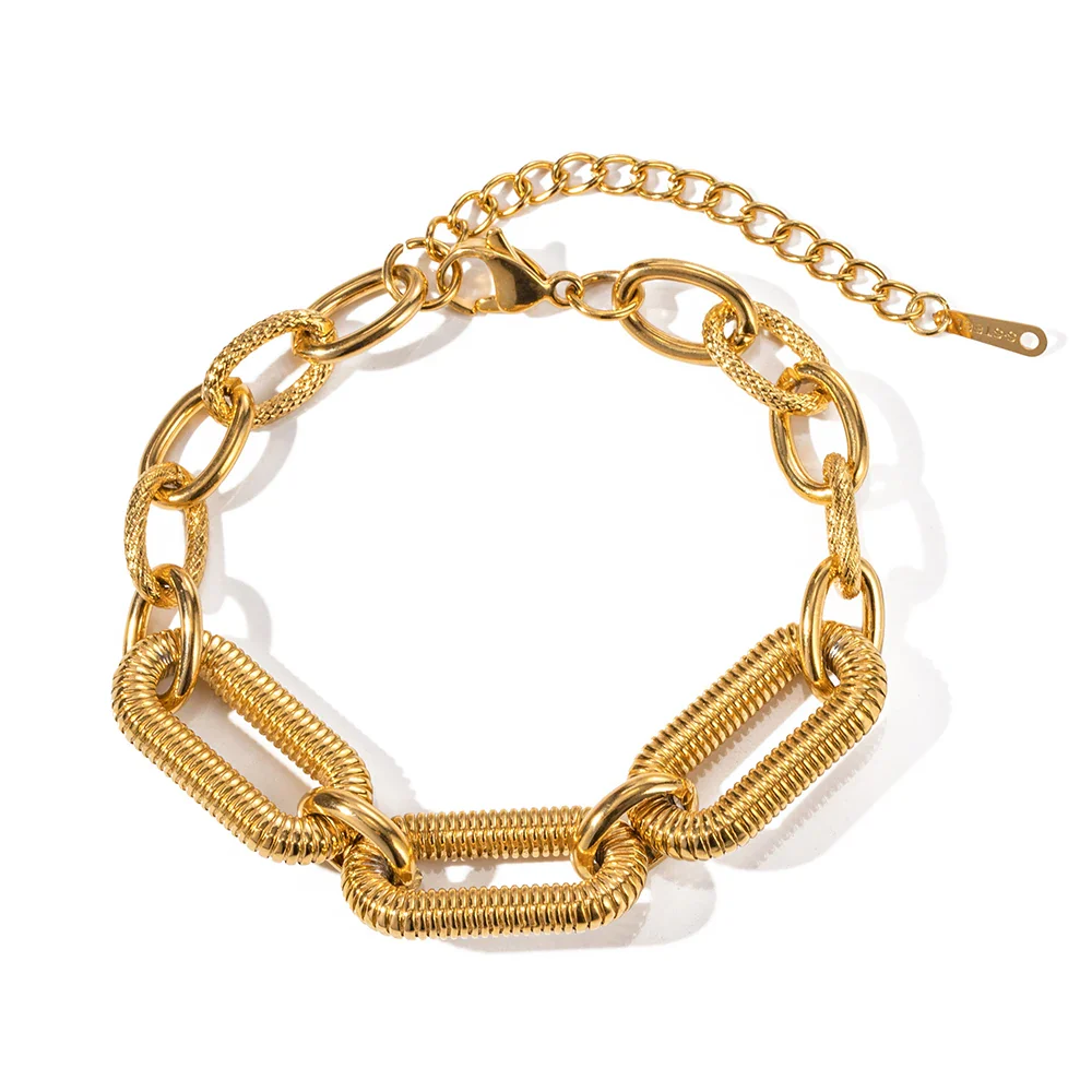 Chunky Multi Textured Paperclip Contrast Bracelet - Image 5