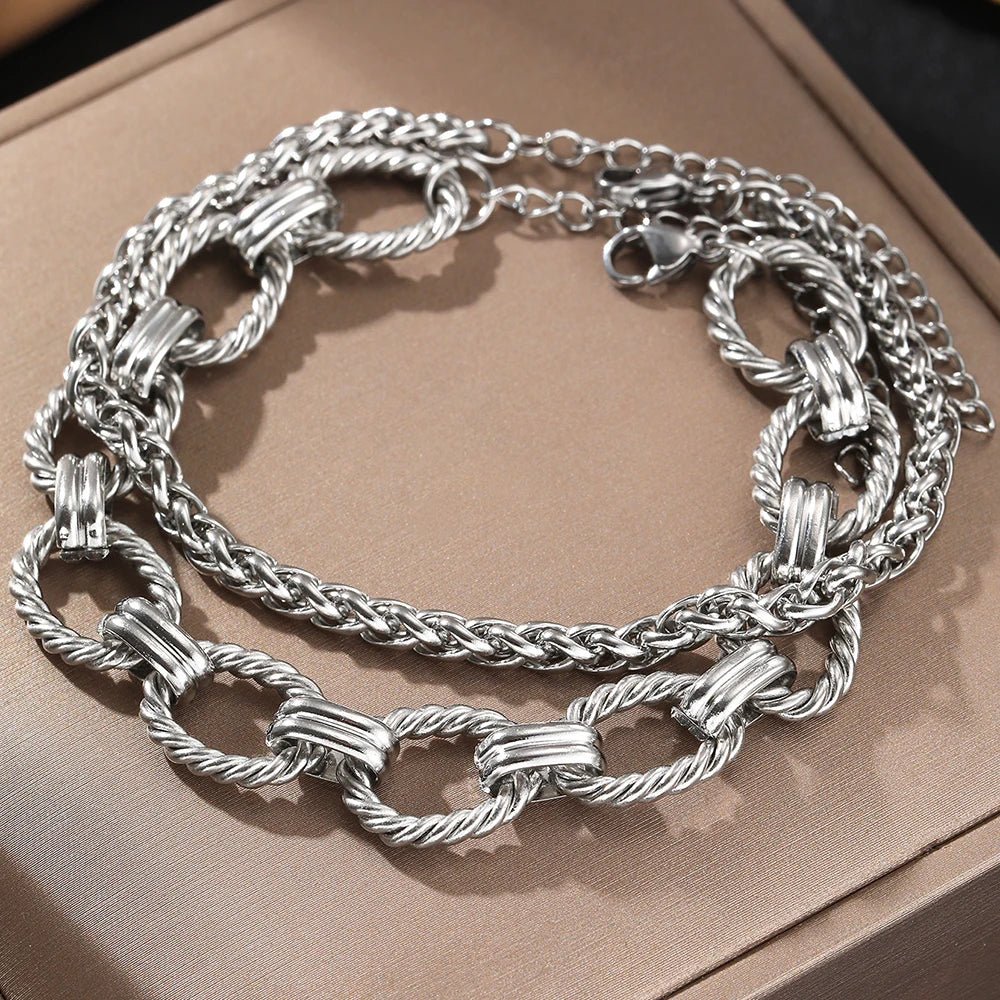 Chunky Paperclip & Weave Chain Bracelet Set - Image 5