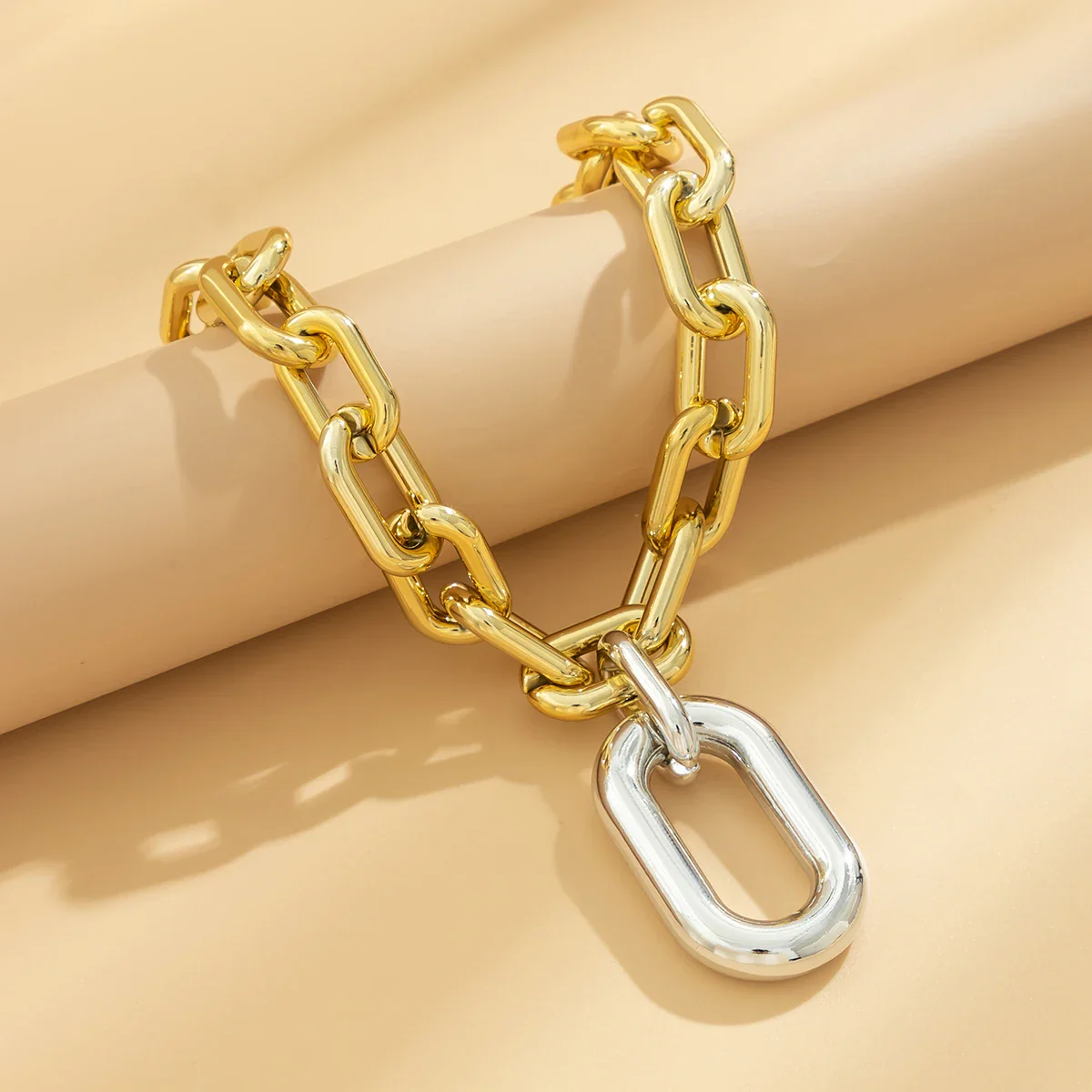 Chunky Two Tone Paperclip Bold Necklace - Image 10