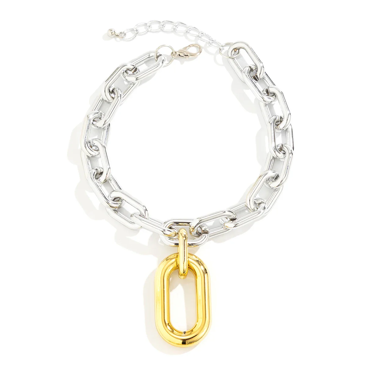 Chunky Two Tone Paperclip Bold Necklace - Image 13