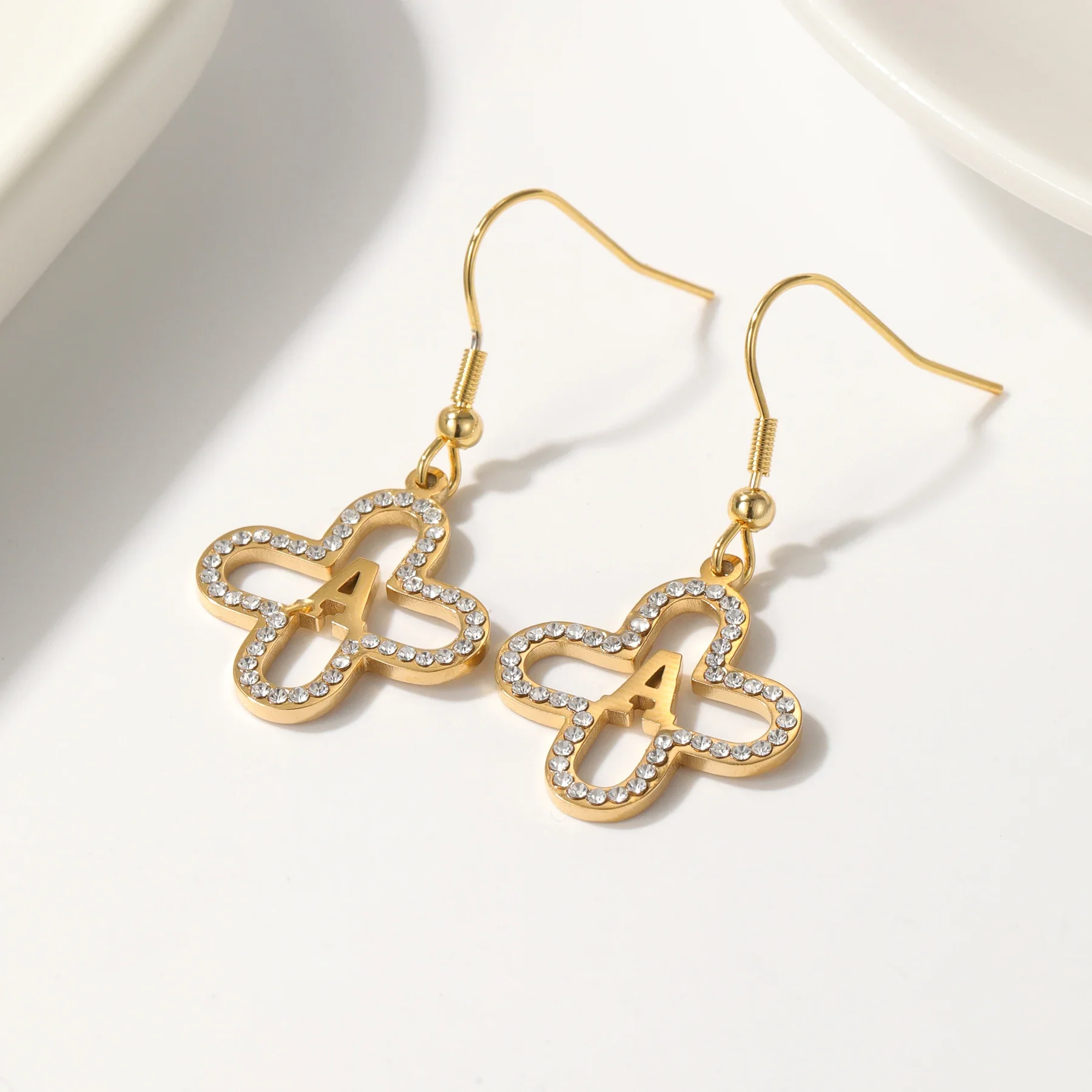 Classy Floral Letter Initial Earrings - Image 6