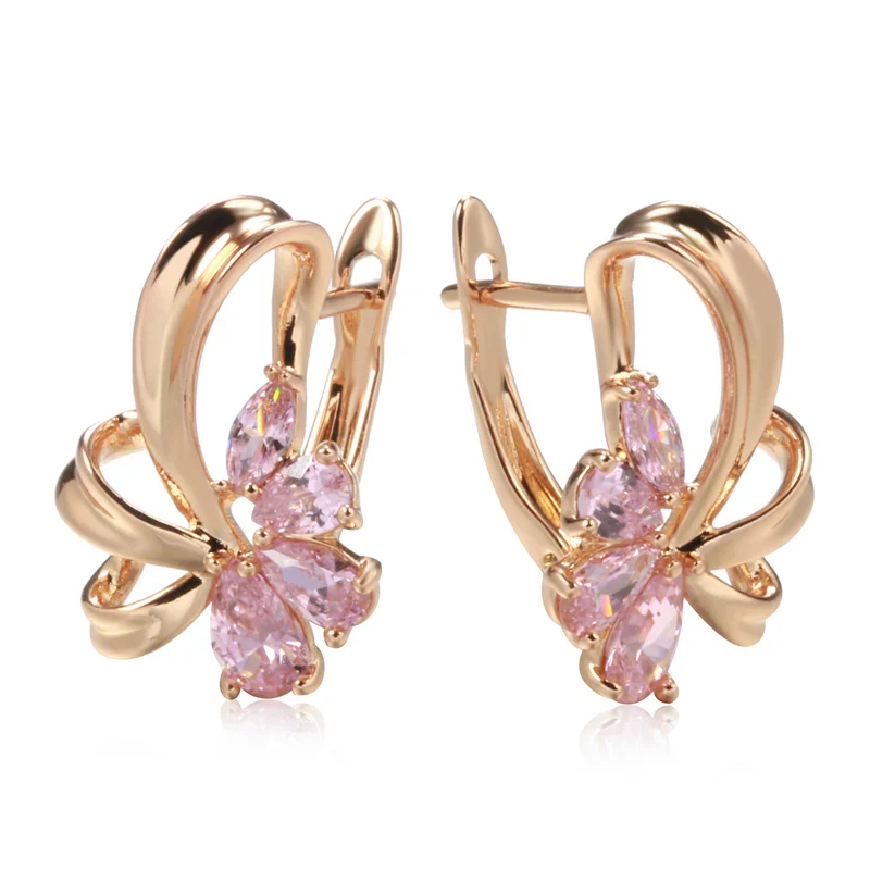 Classy Floral Pink Diamond Earrings - Image 8