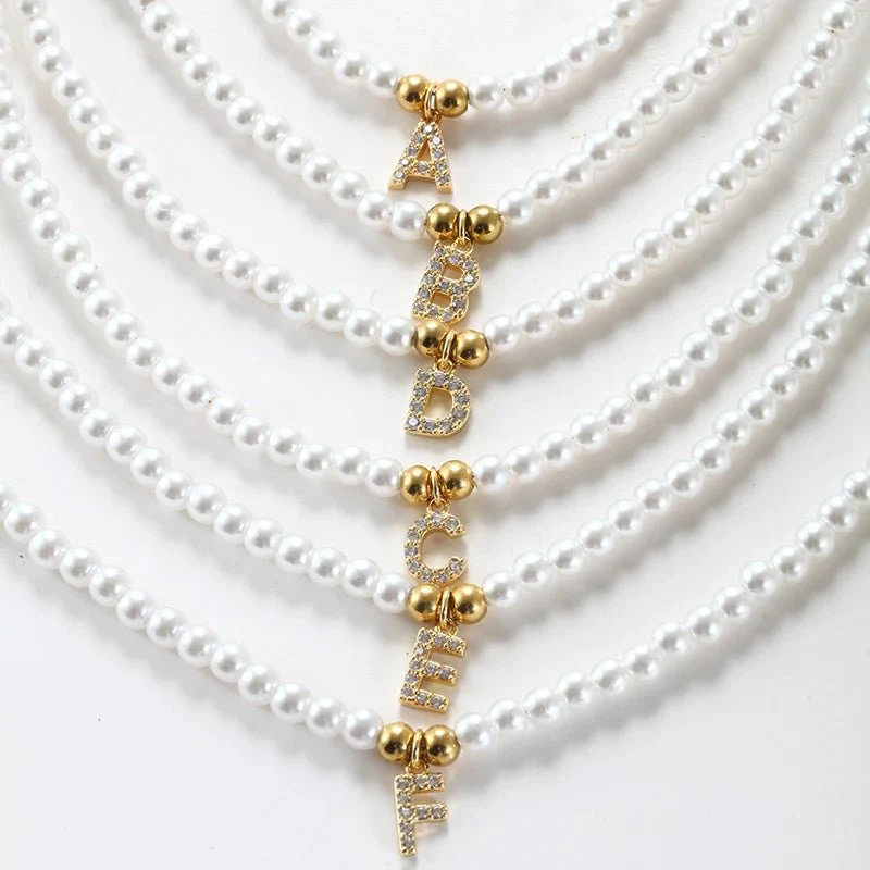 Classy Pearl Dainty Initial Letter Necklace - Image 6