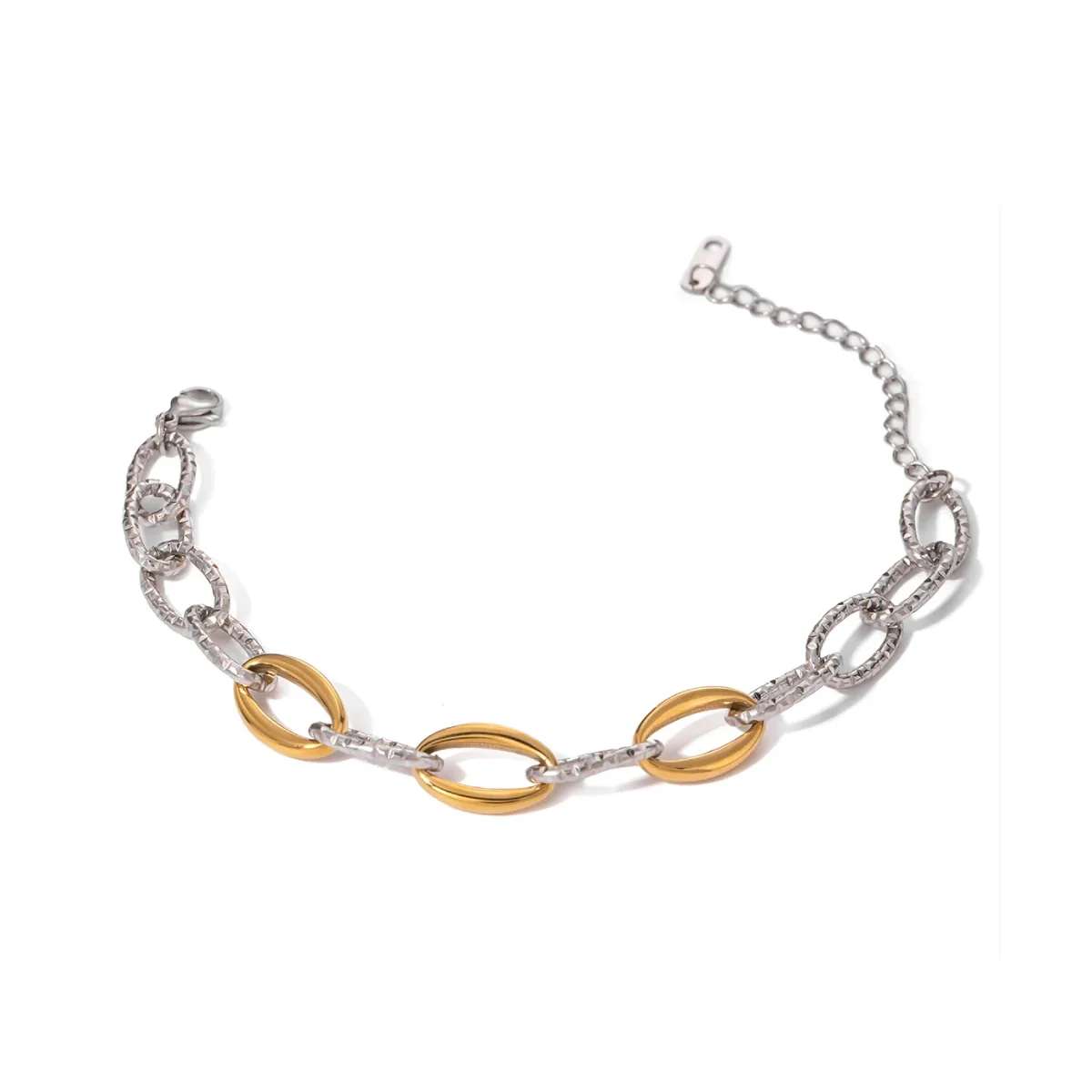 Classy Two Tone Textured Silver Bracelet - Image 7