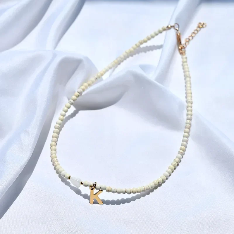 Colorful Beaded Initial Choker Necklace - Image 6