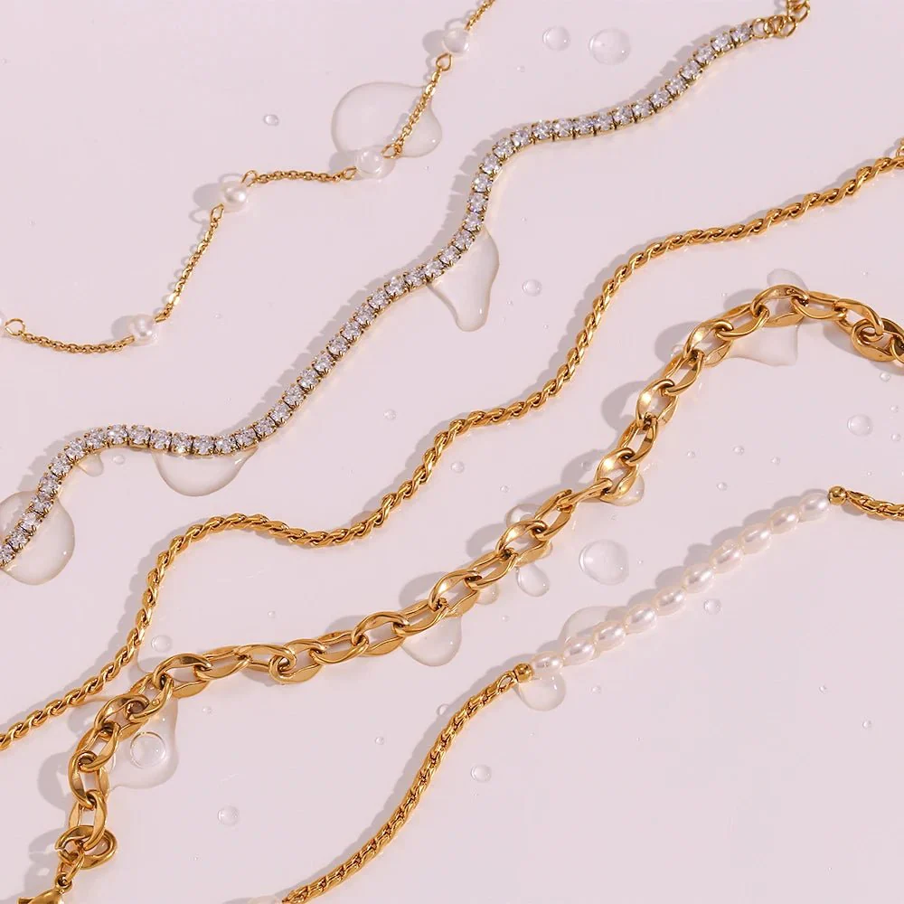 Dainty Accented Gold Chain Anklets - Image 8