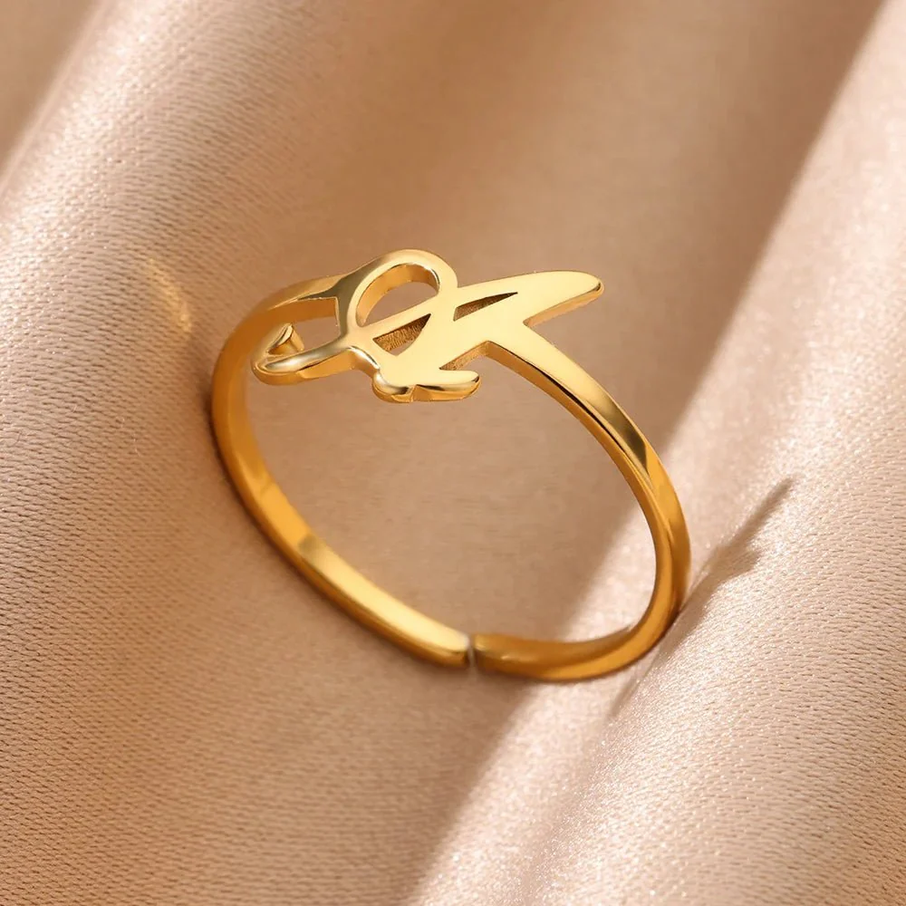 Dainty Adjustable Classy Letter Initial Rings - Image 5