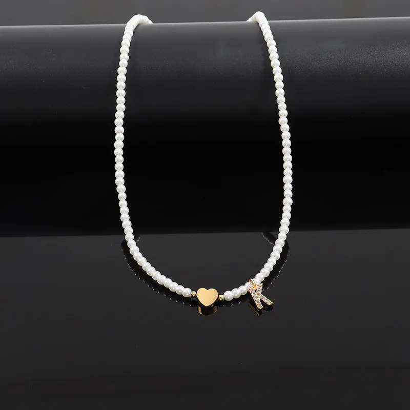 Dainty Beaded Heart Initial Necklace - Image 6