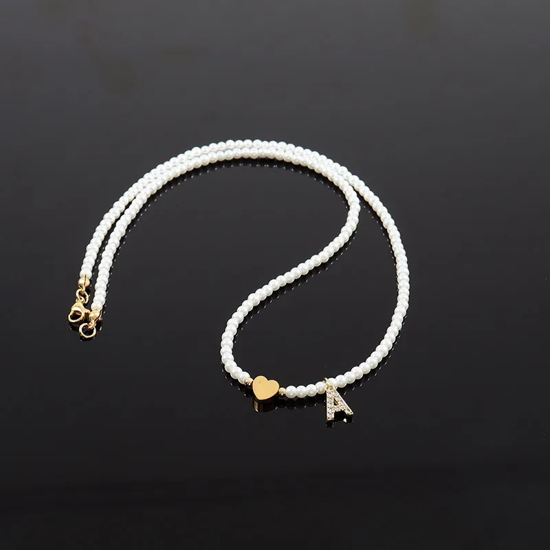 Dainty Beaded Heart Initial Necklace - Image 7