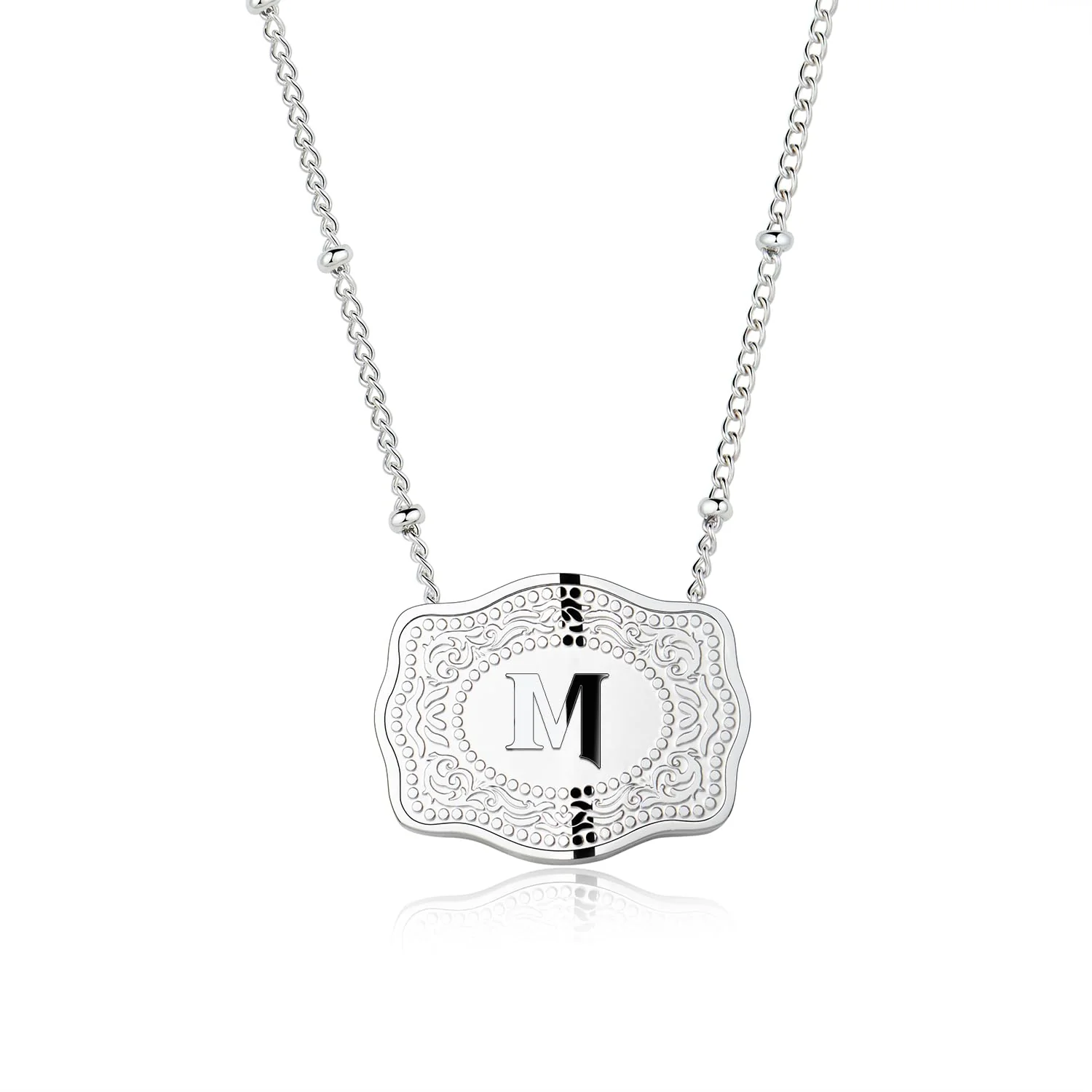 Dainty Belt Buckle Letter Initial Necklaces - Image 17