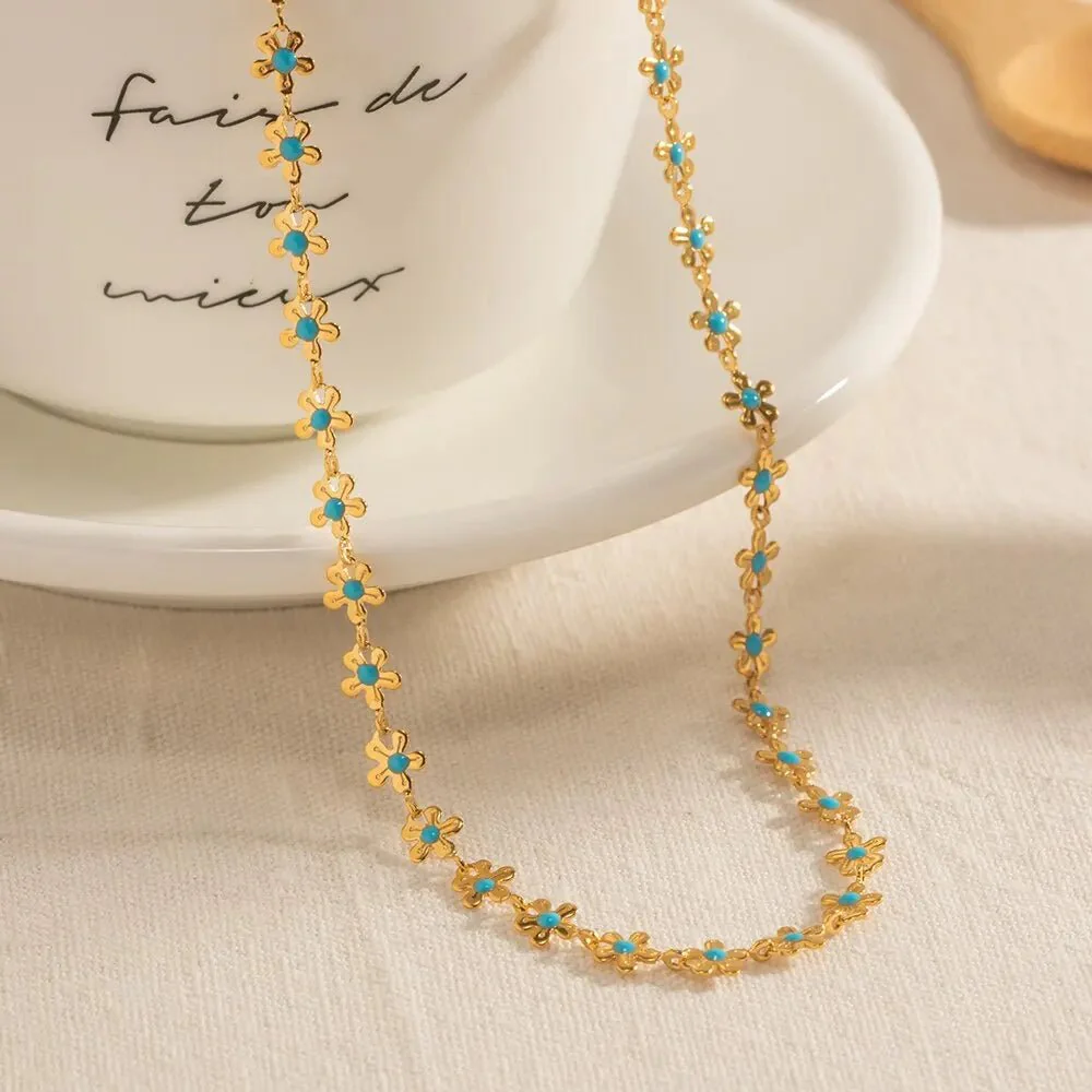 Dainty Blue Floral Necklace - Image 4