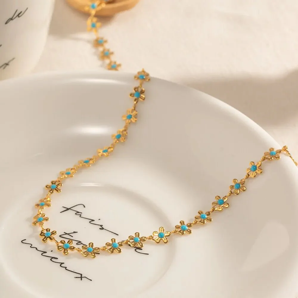 Dainty Blue Floral Necklace - Image 5