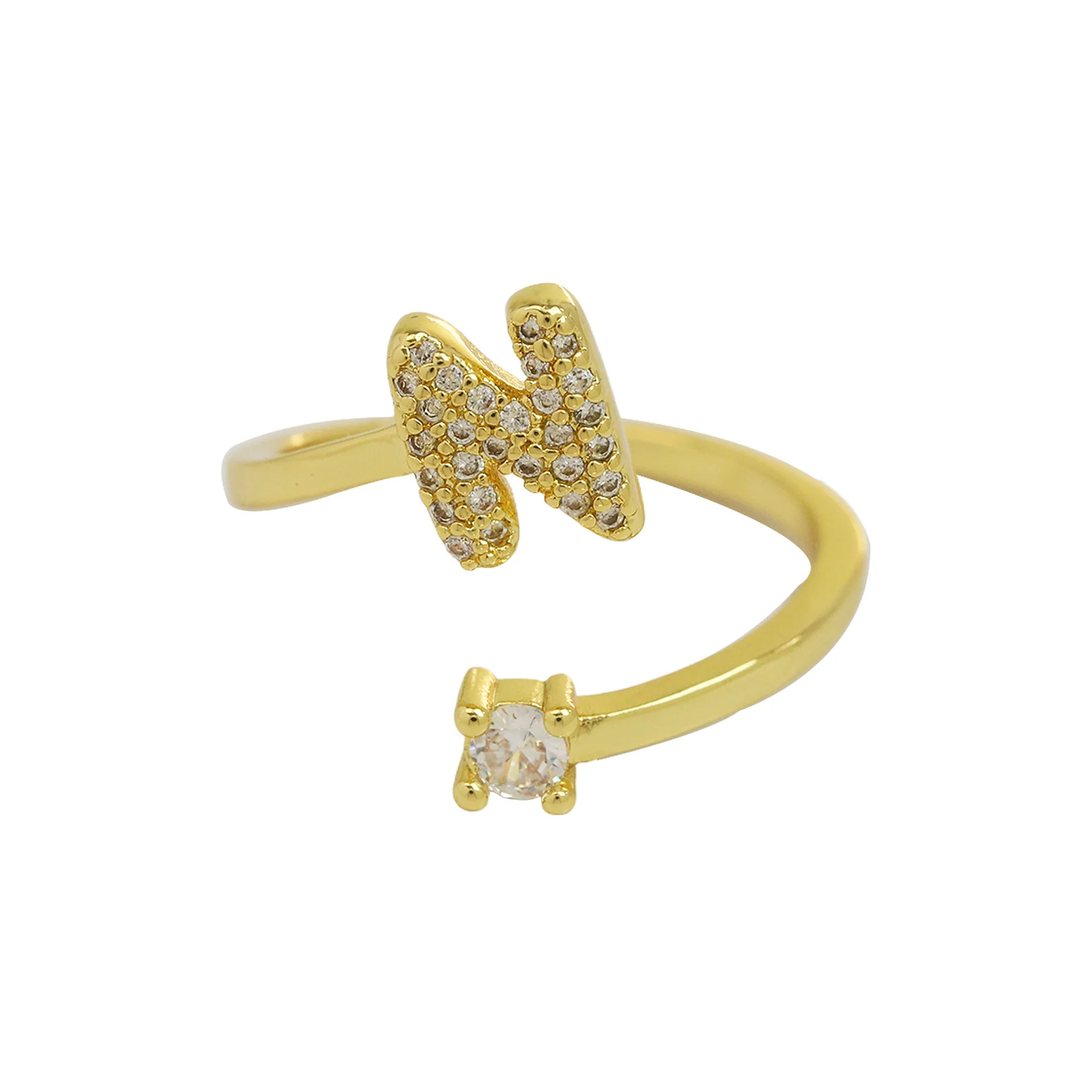Dainty Bubble Diamond Wrap Initial Ring - Image 18