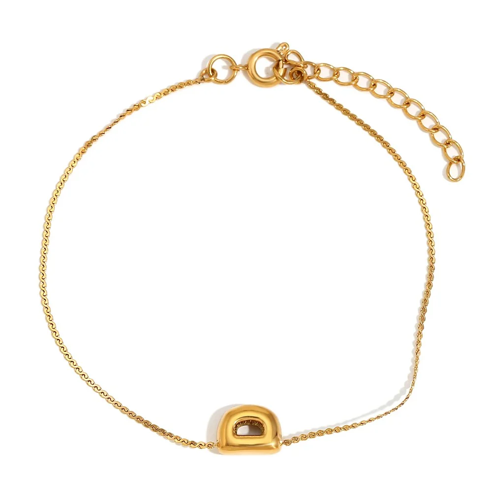 Dainty Bubble Letter Initial Bracelet - Image 14