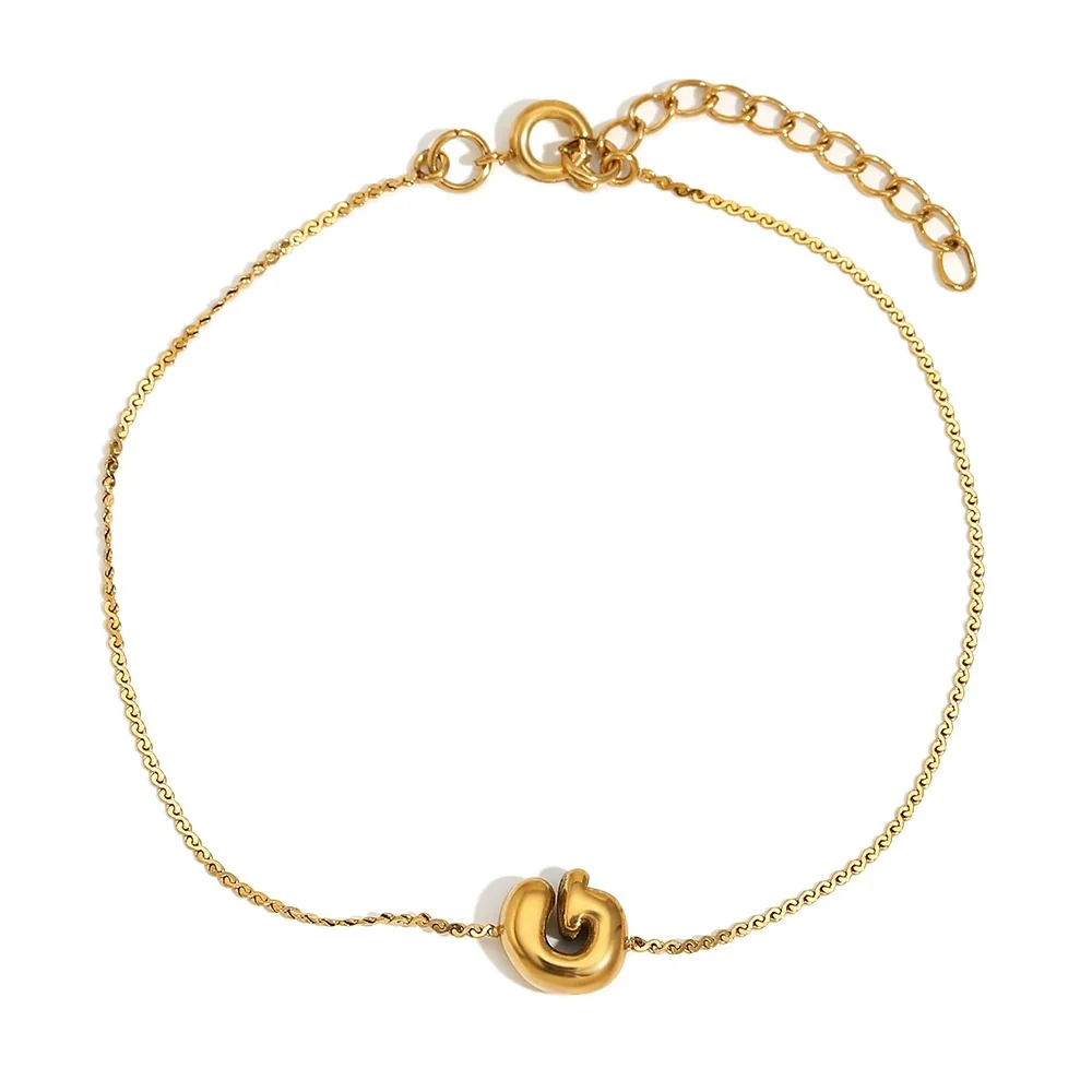 Dainty Bubble Letter Initial Bracelet - Image 17