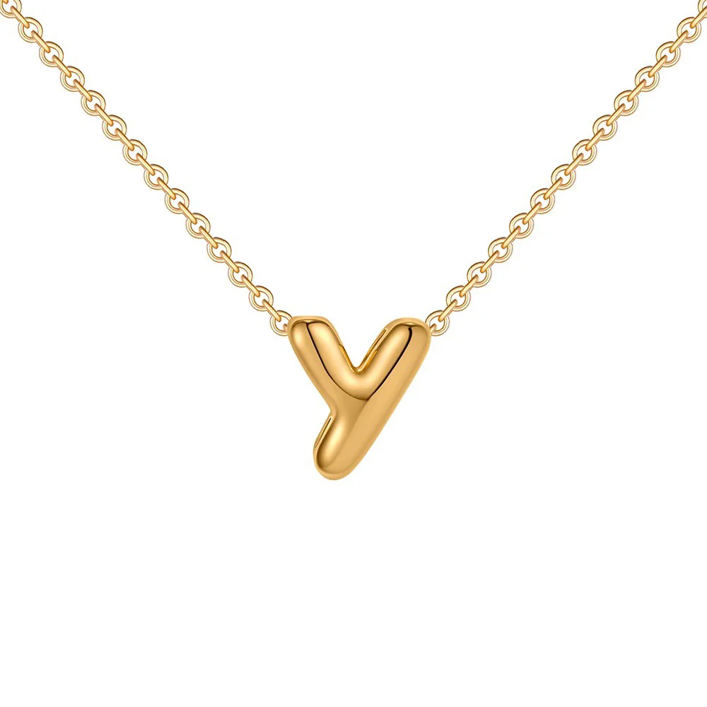 Dainty Bubble Letter Initial Necklace - Image 31