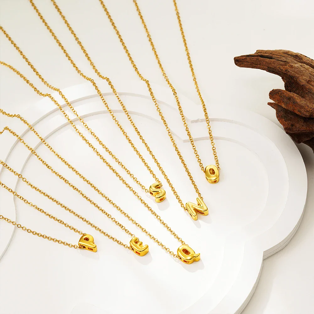Dainty Bubble Letter Initial Necklace - Image 6