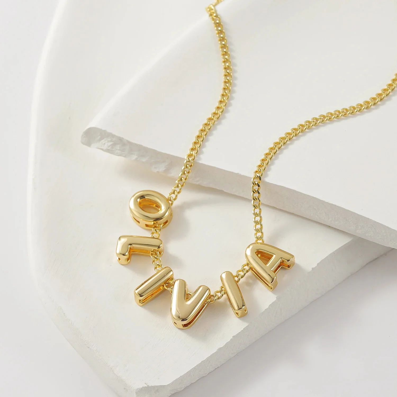 Dainty Bubble Letter Name Necklace - Image 11