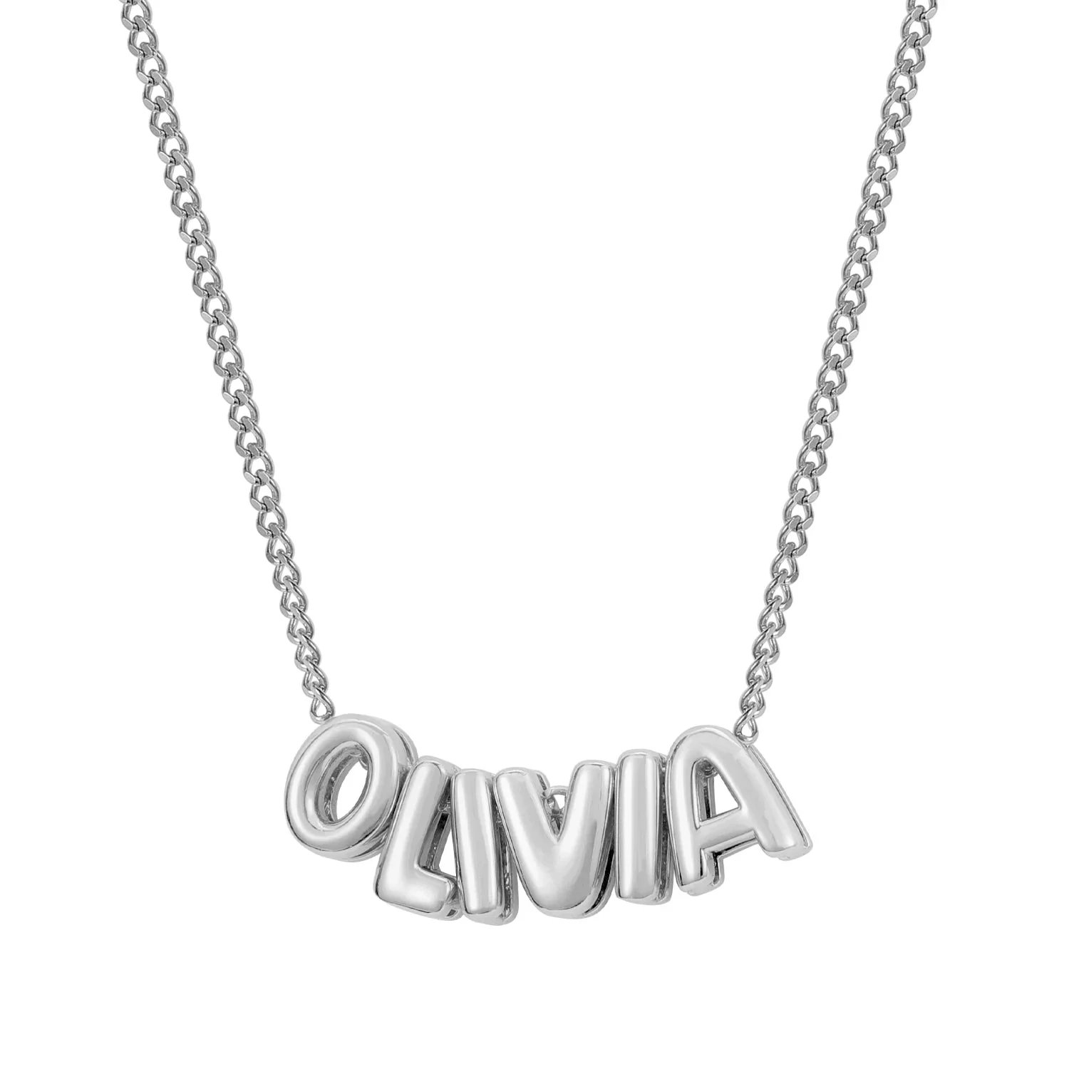 Dainty Bubble Letter Name Necklace - Image 15