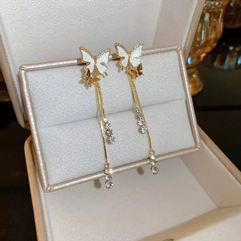 Dainty Butterfly Dangle Earrings - Image 4