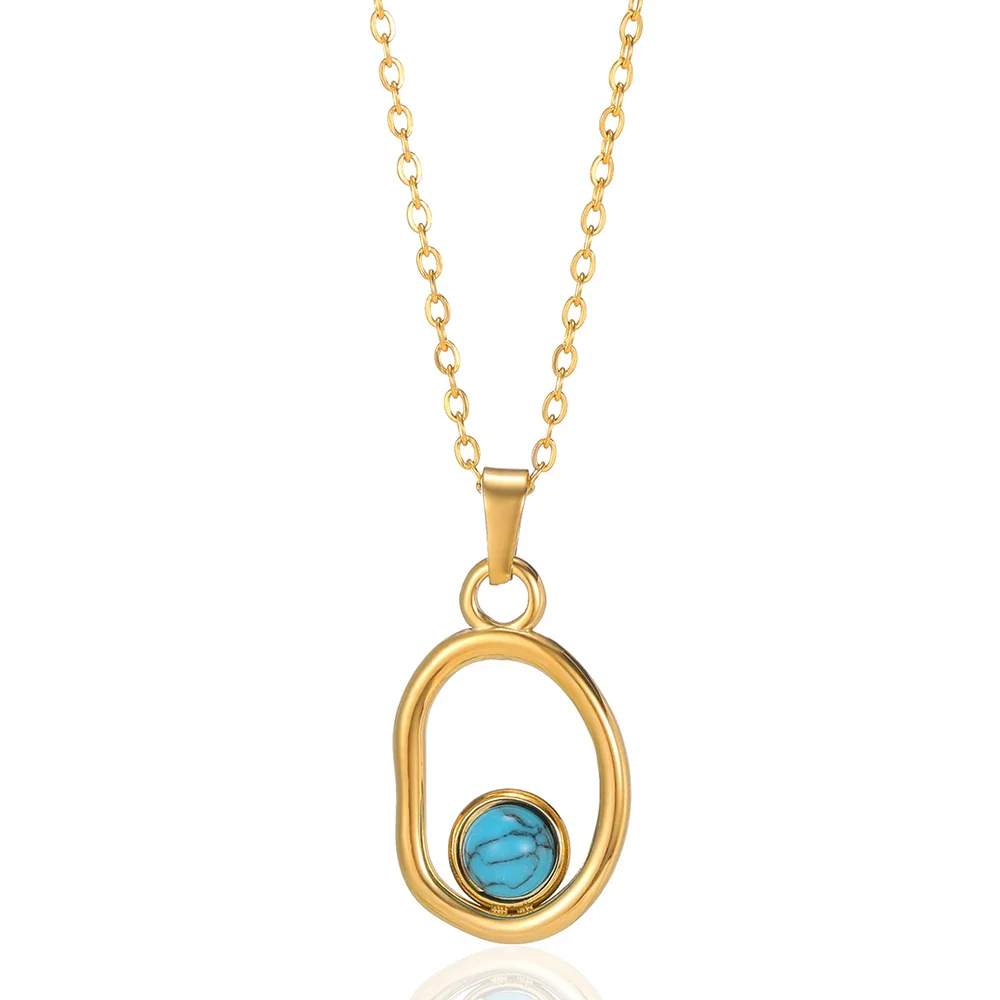 Dainty Circle Outline Stone Necklace - Image 6