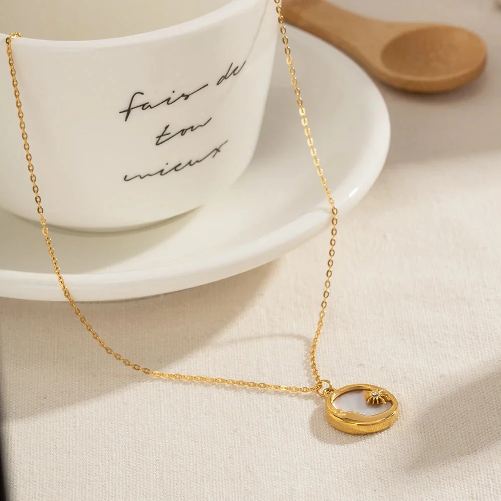 Dainty Crescent Moon & Star Pendant Necklace - Image 6