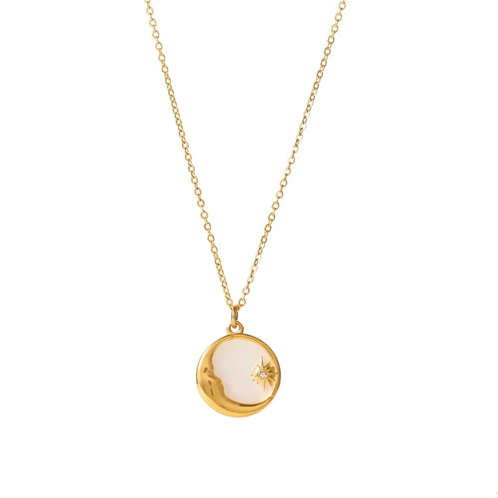 Dainty Crescent Moon & Star Pendant Necklace - Image 8