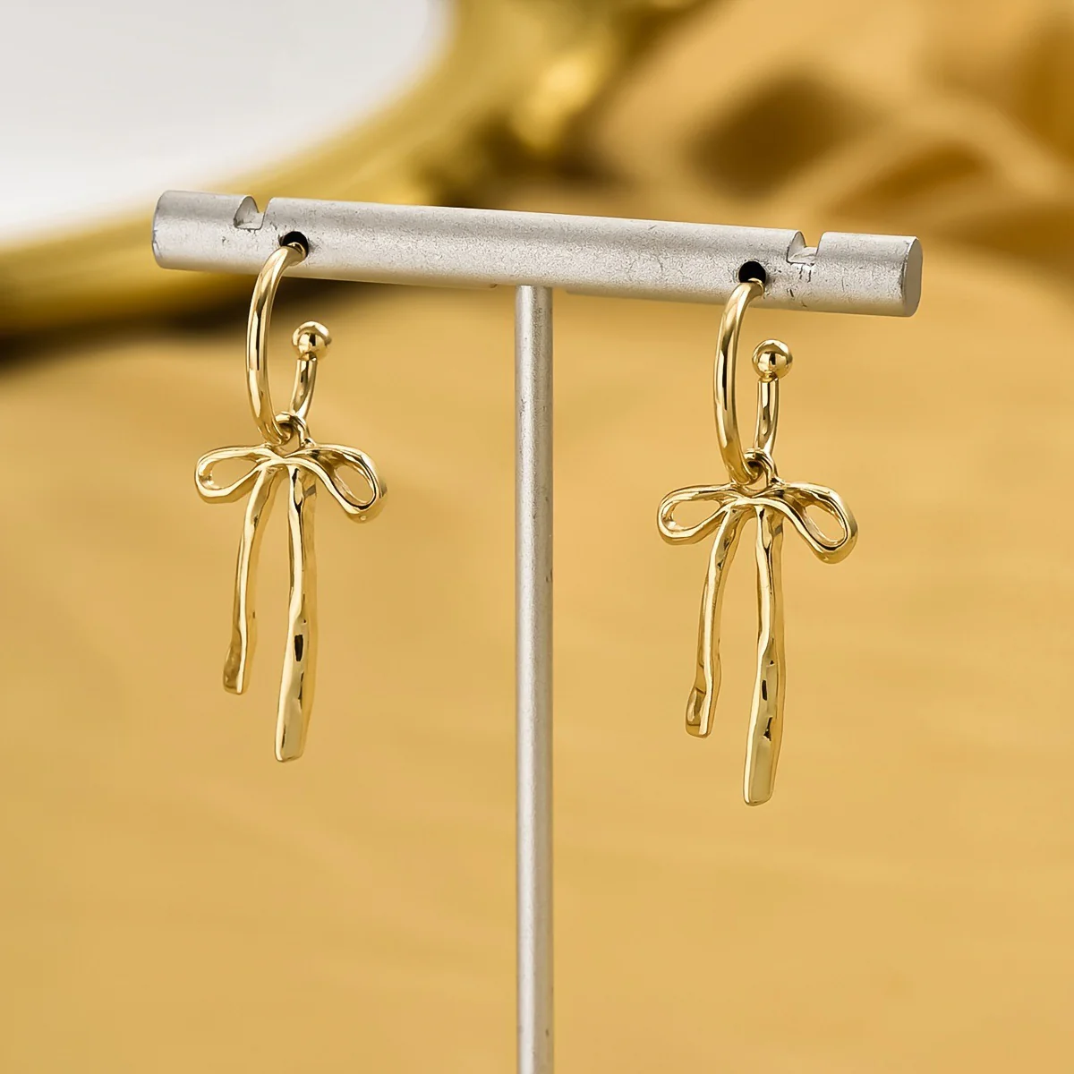 Dainty Dangle Bow Earrings - Image 3
