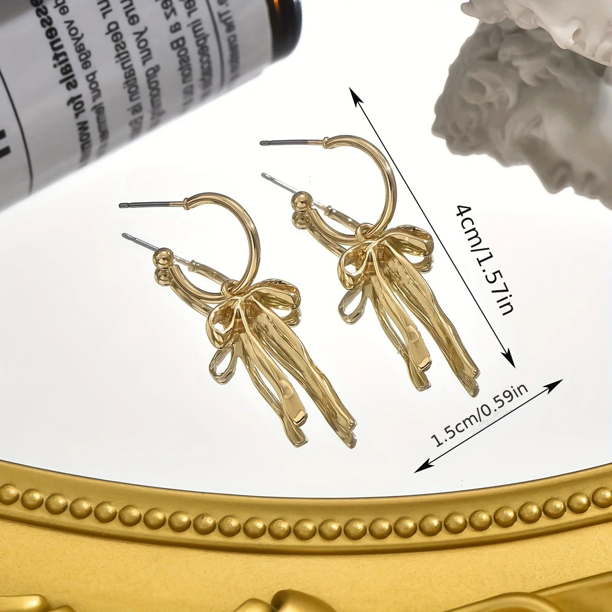 Dainty Dangle Bow Earrings - Image 4