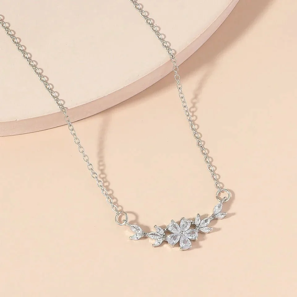 Dainty Diamond Floral Petals Necklace - Image 4