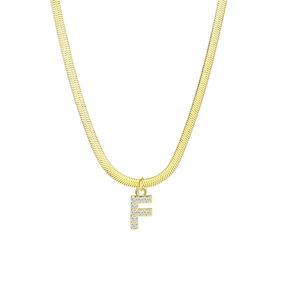 Dainty Diamond Letter Initial Herringbone Necklace - Image 16