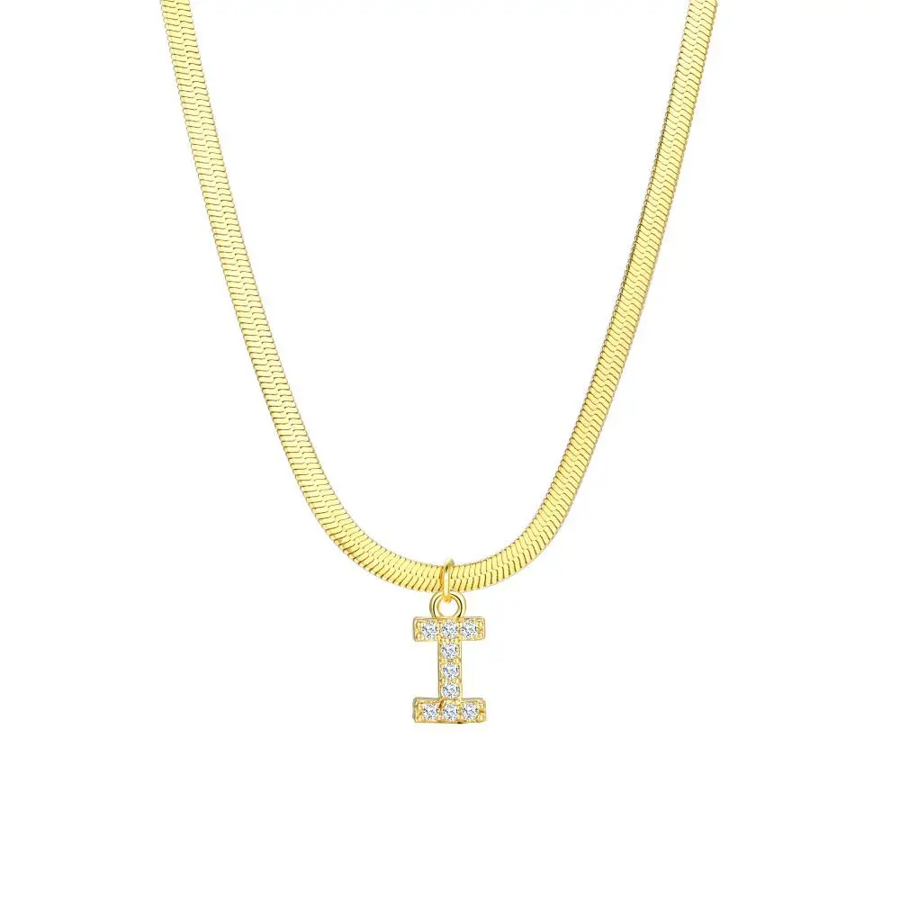 Dainty Diamond Letter Initial Herringbone Necklace - Image 19