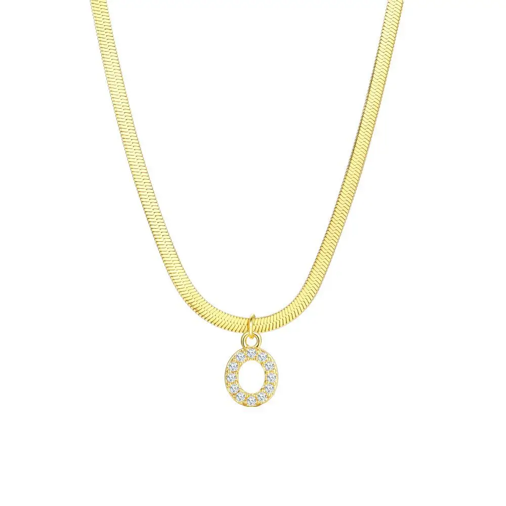 Dainty Diamond Letter Initial Herringbone Necklace - Image 25
