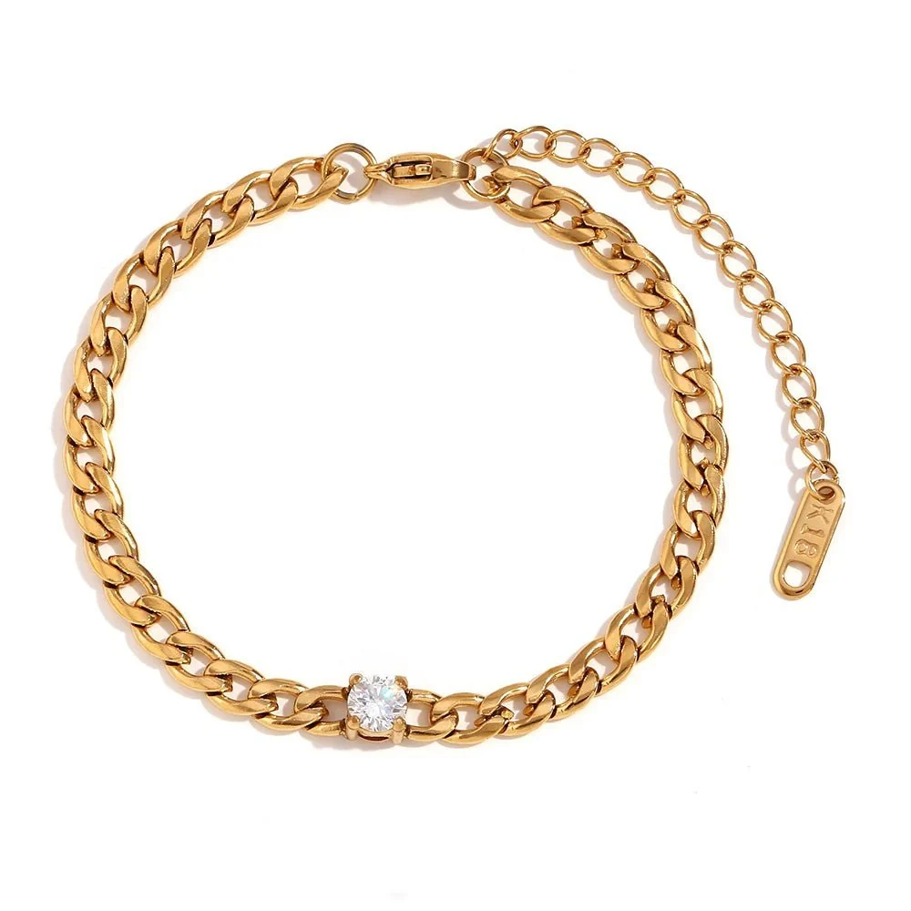 Dainty Diamond Set Gold Cuban Bracelets - Image 10
