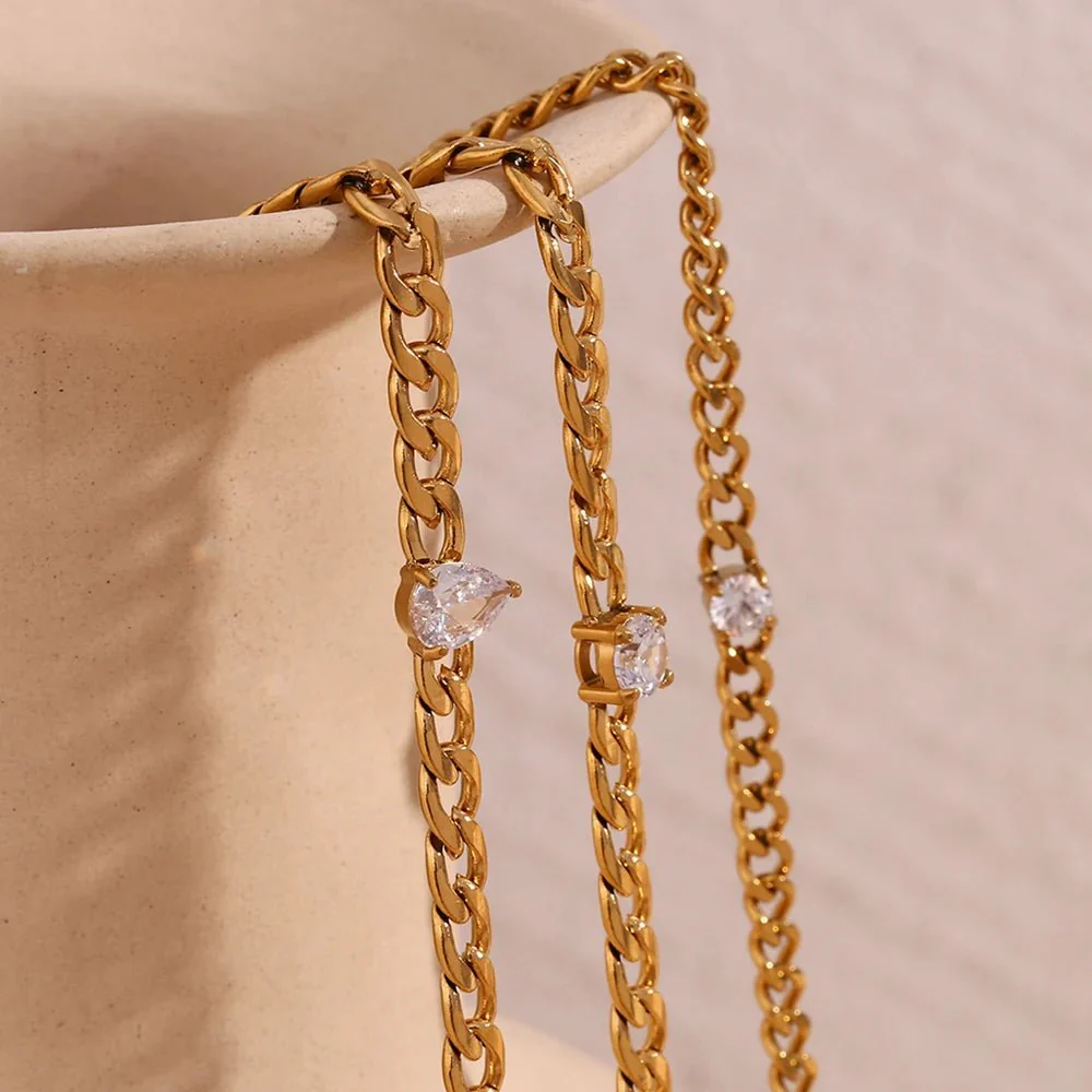 Dainty Diamond Set Gold Cuban Bracelets - Image 7