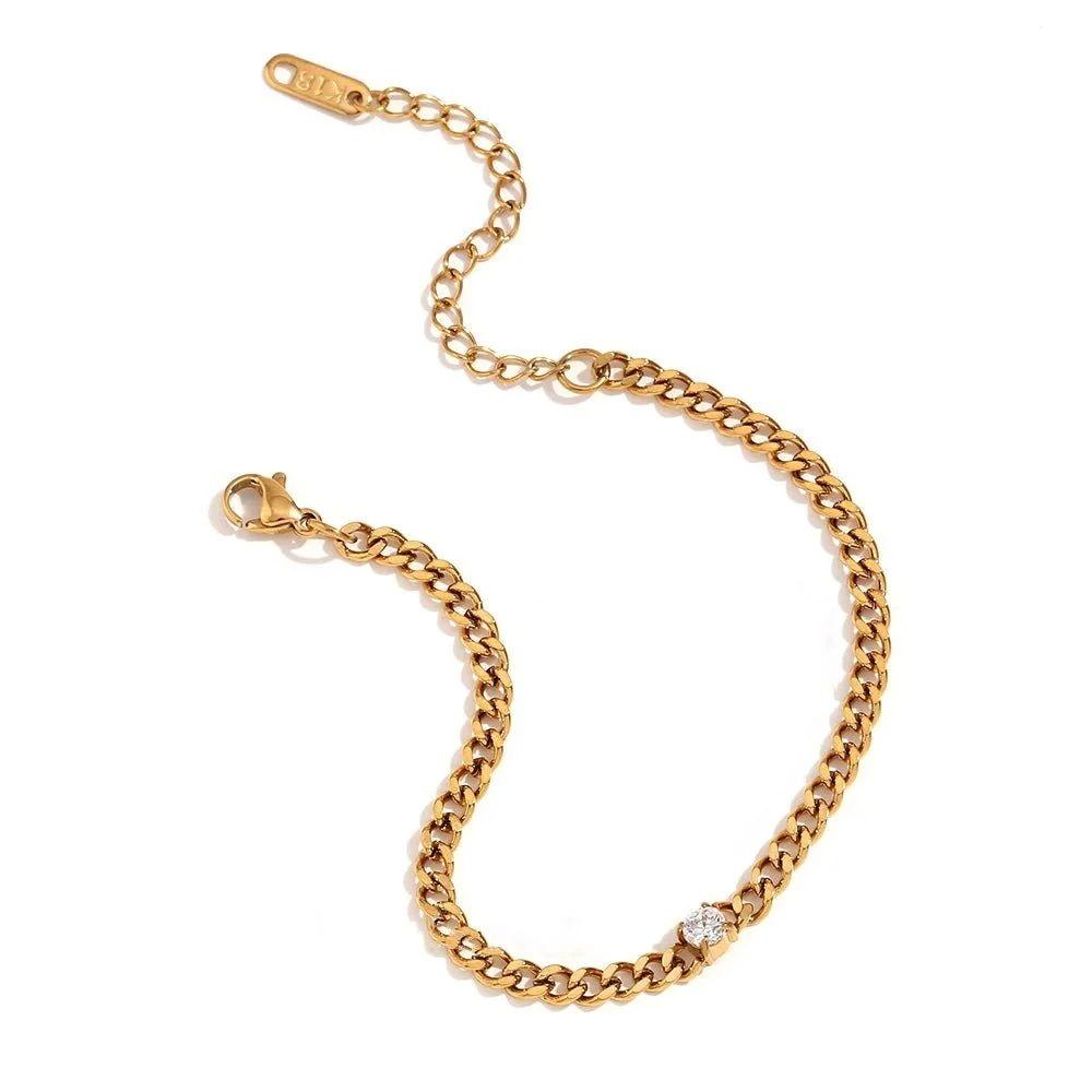 Dainty Diamond Set Gold Cuban Bracelets - Image 8